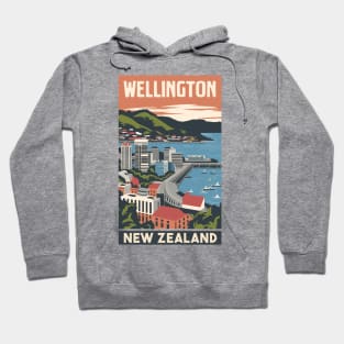 A Vintage Travel Art of Wellington - New Zealand Hoodie